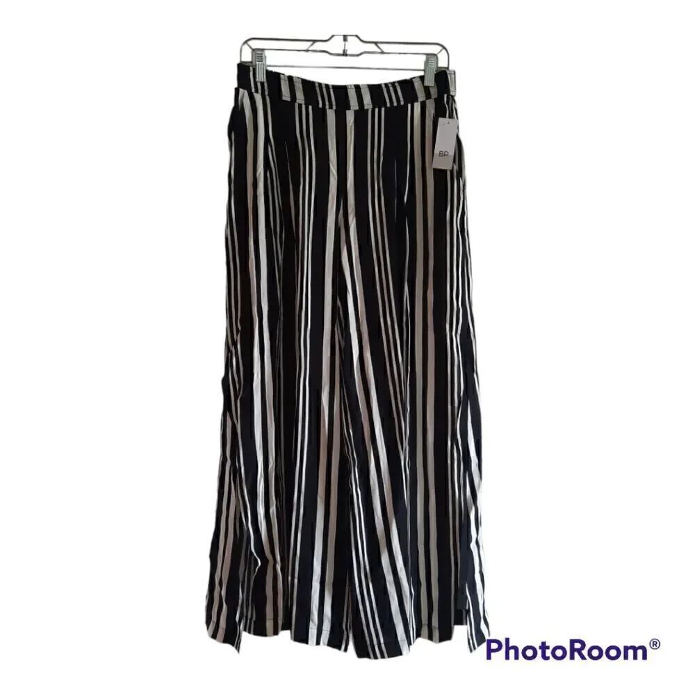 BP striped black and off white palazzo pants with side slits